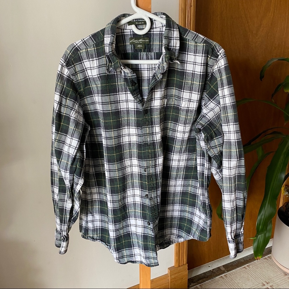 Eddie Bauer Green/White Plaid Shirt/Shacket